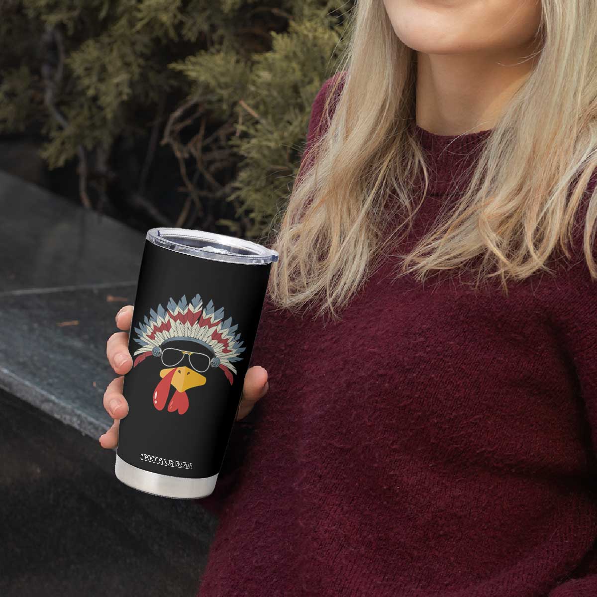 Funny Turkey Face Tumbler Cup Thanksgiving Family Group Native American Costumes TS10 Print Your Wear