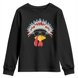 Funny Turkey Face Youth Sweatshirt Thanksgiving Family Group Native American Costumes TS10 Black Print Your Wear