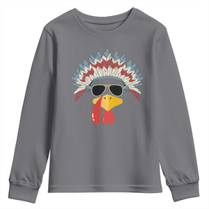 Funny Turkey Face Youth Sweatshirt Thanksgiving Family Group Native American Costumes TS10 Charcoal Print Your Wear