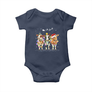 Christmas Cow Baby Onesie Cow Lover Xmas Gifts TS10 Navy Print Your Wear