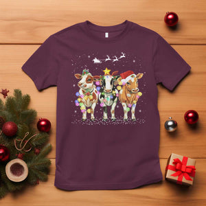 Christmas Cow T Shirt Cow Lover Xmas Gifts TS10 Maroon Print Your Wear