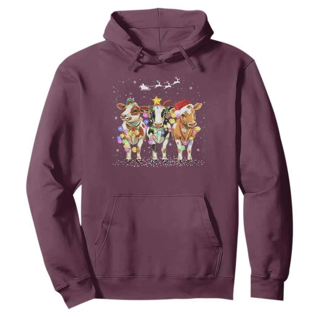 Christmas Cow Hoodie Cow Lover Xmas Gifts TS10 Maroon Print Your Wear