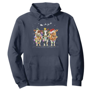 Christmas Cow Hoodie Cow Lover Xmas Gifts TS10 Navy Print Your Wear