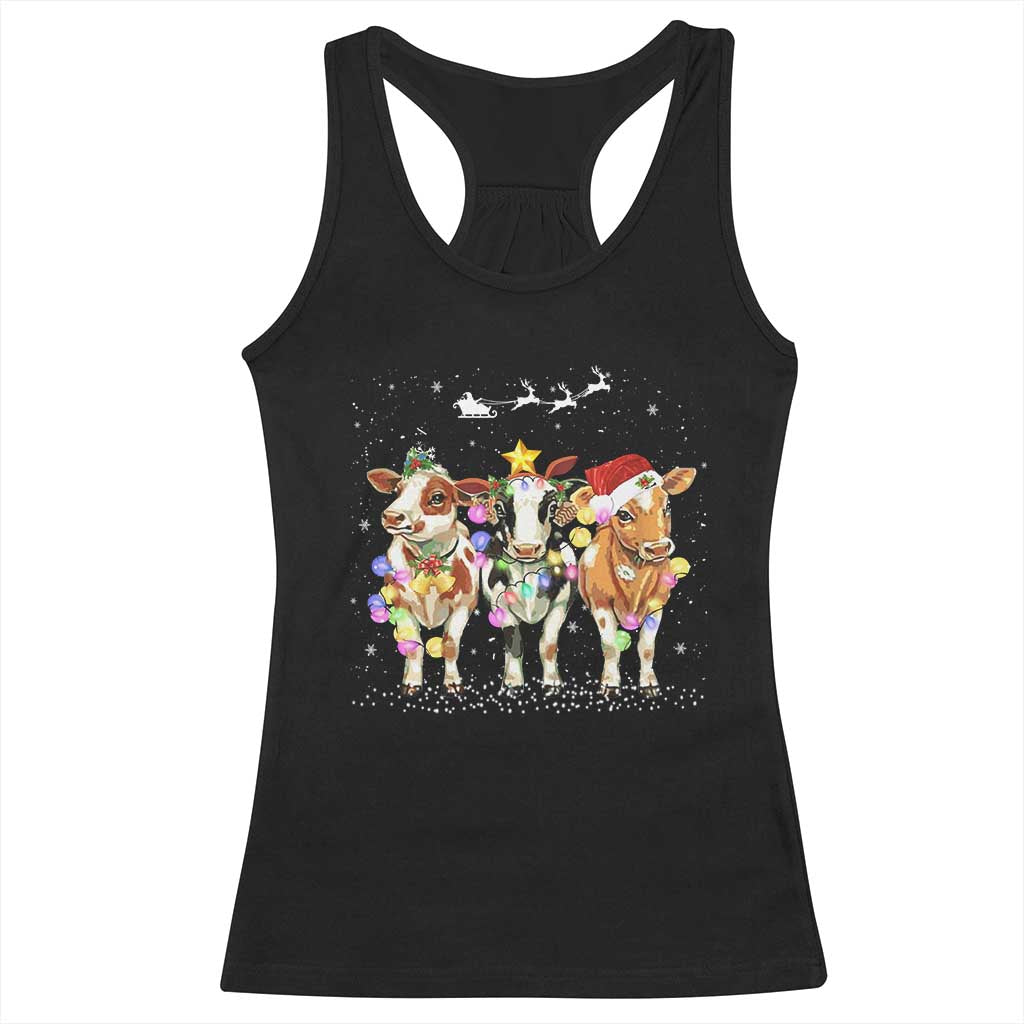 Christmas Cow Racerback Tank Top Cow Lover Xmas Gifts TS10 Black Print Your Wear