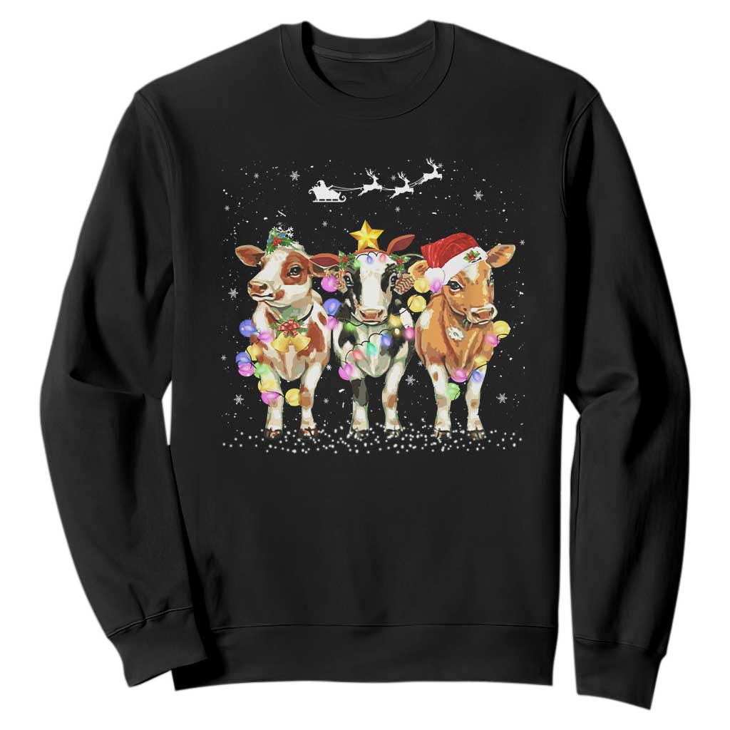 Christmas Cow Sweatshirt Cow Lover Xmas Gifts TS10 Black Print Your Wear