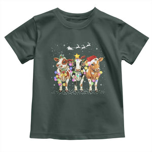 Christmas Cow Toddler T Shirt Cow Lover Xmas Gifts TS10 Dark Forest Green Print Your Wear
