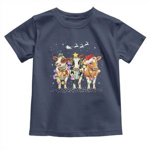 Christmas Cow Toddler T Shirt Cow Lover Xmas Gifts TS10 Navy Print Your Wear