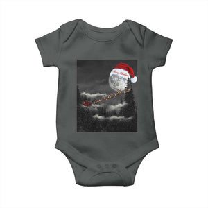 Merry Christmas Baby Onesie Santa To The Moon TS10 Dark Heather Print Your Wear
