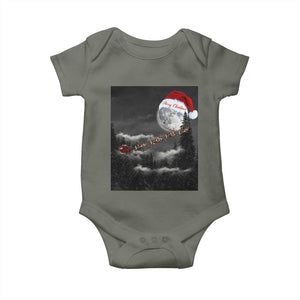 Merry Christmas Baby Onesie Santa To The Moon TS10 Military Green Print Your Wear