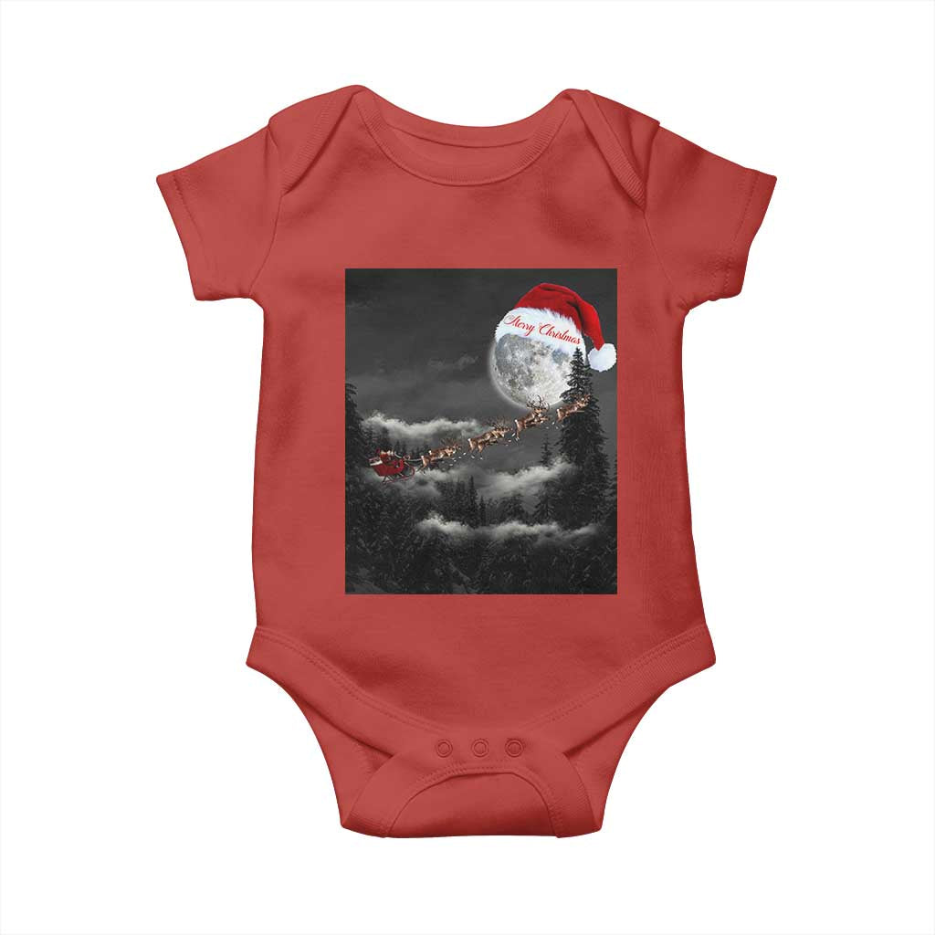 Merry Christmas Baby Onesie Santa To The Moon TS10 Red Print Your Wear
