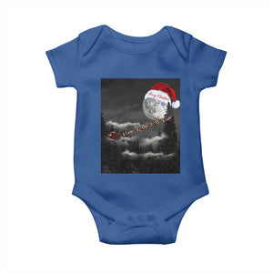 Merry Christmas Baby Onesie Santa To The Moon TS10 Royal Blue Print Your Wear
