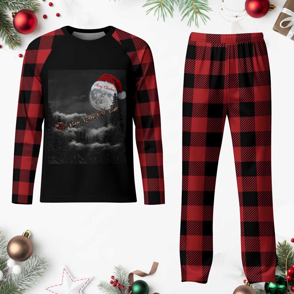 Merry Xmas Plaid Pajama Set Santa To The Moon TS10 Buffalo Plaid Print Your Wear