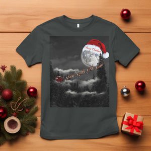 Merry Christmas T Shirt Santa To The Moon TS10 Dark Heather Print Your Wear