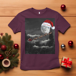 Merry Christmas T Shirt Santa To The Moon TS10 Maroon Print Your Wear