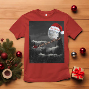 Merry Christmas T Shirt Santa To The Moon TS10 Red Print Your Wear