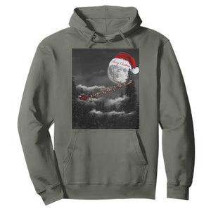 Merry Christmas Hoodie Santa To The Moon TS10 Military Green Print Your Wear