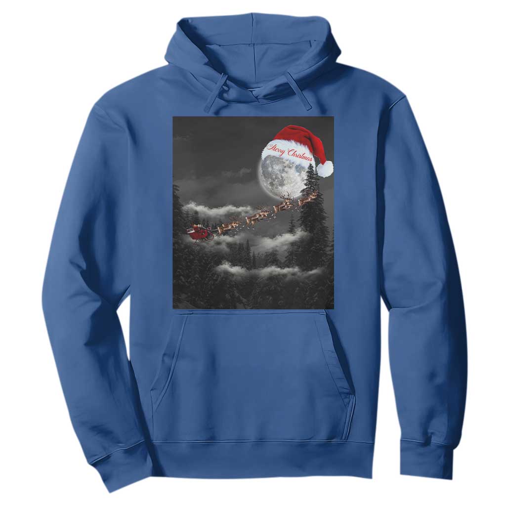 Merry Christmas Hoodie Santa To The Moon TS10 Royal Blue Print Your Wear