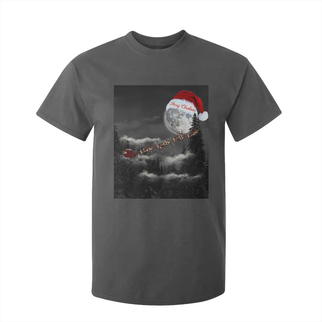 Merry Christmas T Shirt For Kid Santa To The Moon TS10 Dark Heather Print Your Wear