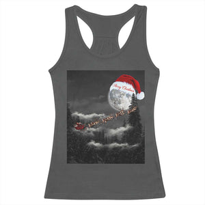Merry Christmas Racerback Tank Top Santa To The Moon TS10 Dark Heather Print Your Wear