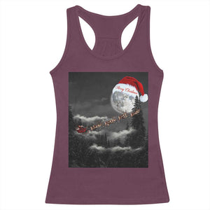 Merry Christmas Racerback Tank Top Santa To The Moon TS10 Maroon Print Your Wear