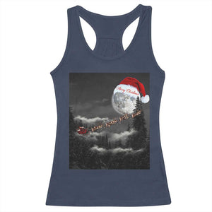 Merry Christmas Racerback Tank Top Santa To The Moon TS10 Navy Print Your Wear