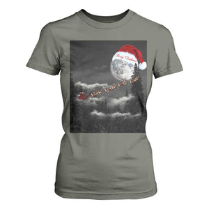 Merry Christmas T Shirt For Women Santa To The Moon TS10 Military Green Print Your Wear