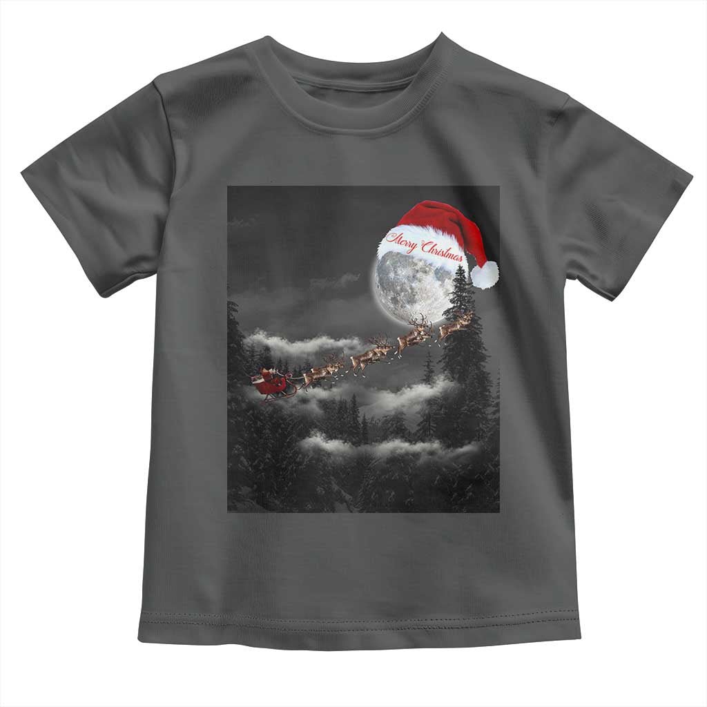 Merry Christmas Toddler T Shirt Santa To The Moon TS10 Dark Heather Print Your Wear