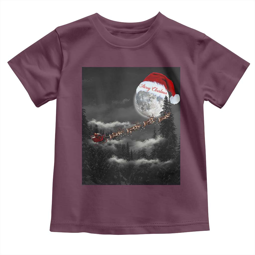 Merry Christmas Toddler T Shirt Santa To The Moon TS10 Maroon Print Your Wear