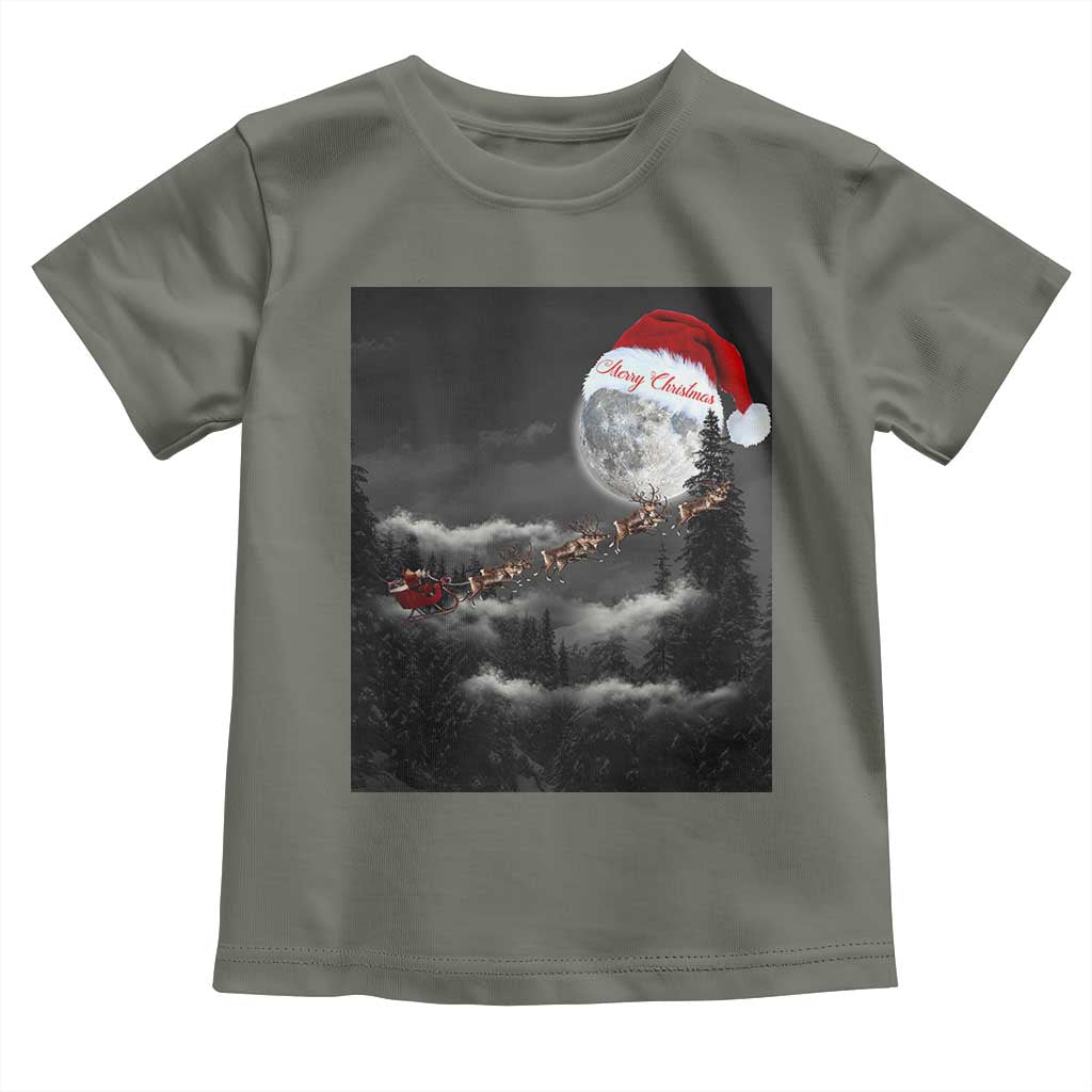 Merry Christmas Toddler T Shirt Santa To The Moon TS10 Military Green Print Your Wear