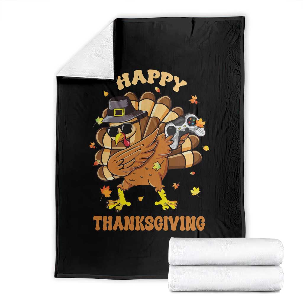 Funny Thanksgiving Throw Blanket Dabbing Gamer Turkey TS10 Black Print Your Wear