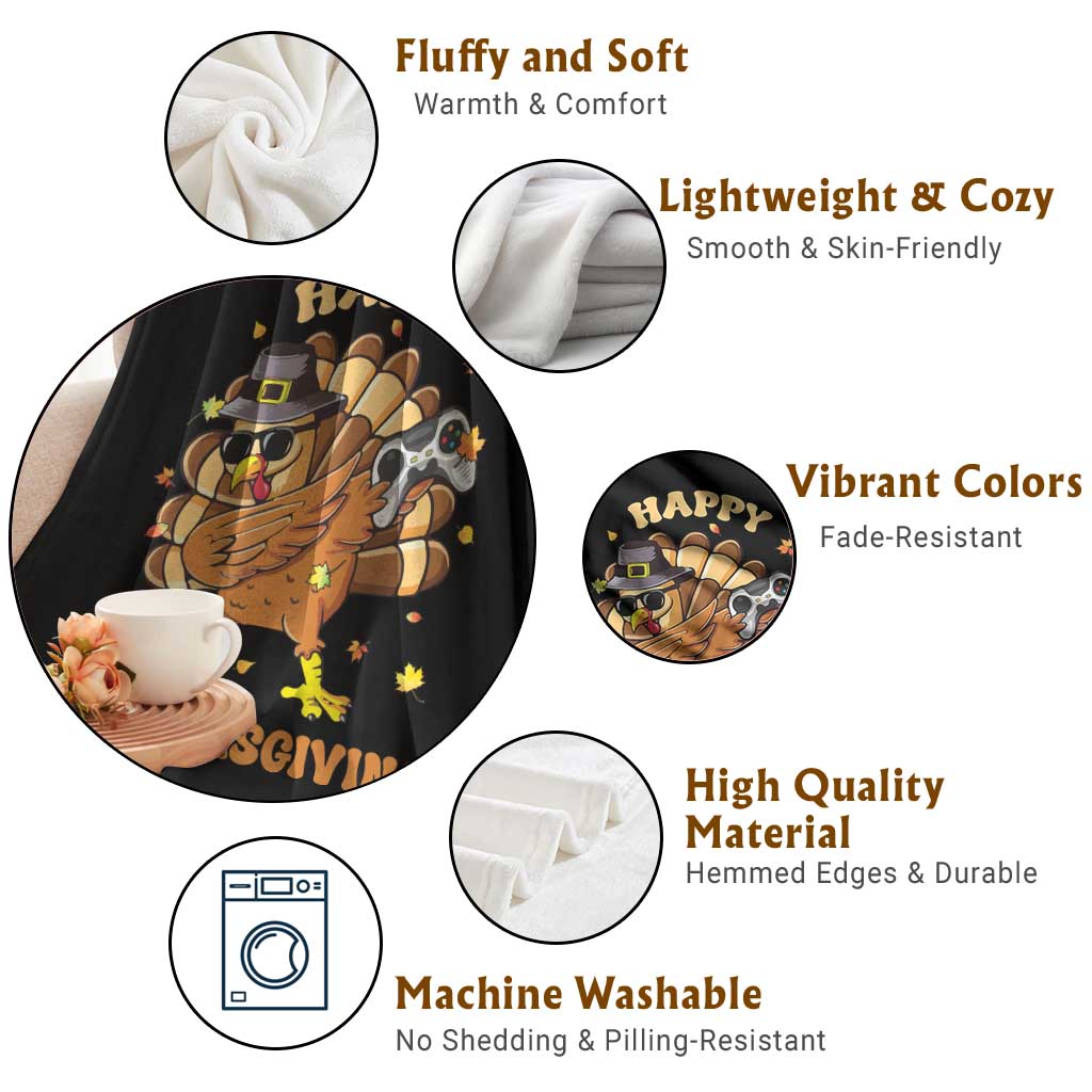 Funny Thanksgiving Throw Blanket Dabbing Gamer Turkey TS10 Print Your Wear