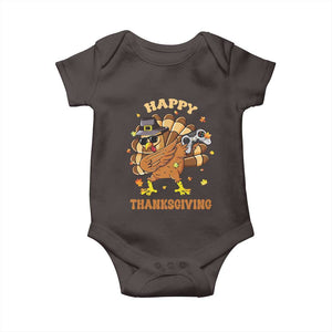 Funny Thanksgiving Baby Onesie Dabbing Gamer Turkey TS10 Dark Chocolate Print Your Wear