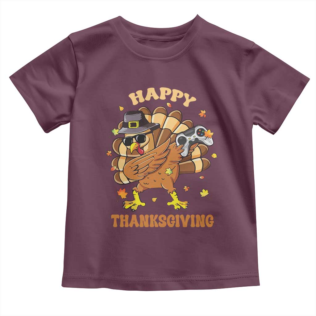 Funny Thanksgiving Baby Shirt Dabbing Gamer Turkey TS10 Maroon Print Your Wear