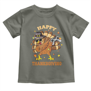 Funny Thanksgiving Baby Shirt Dabbing Gamer Turkey TS10 Military Green Print Your Wear