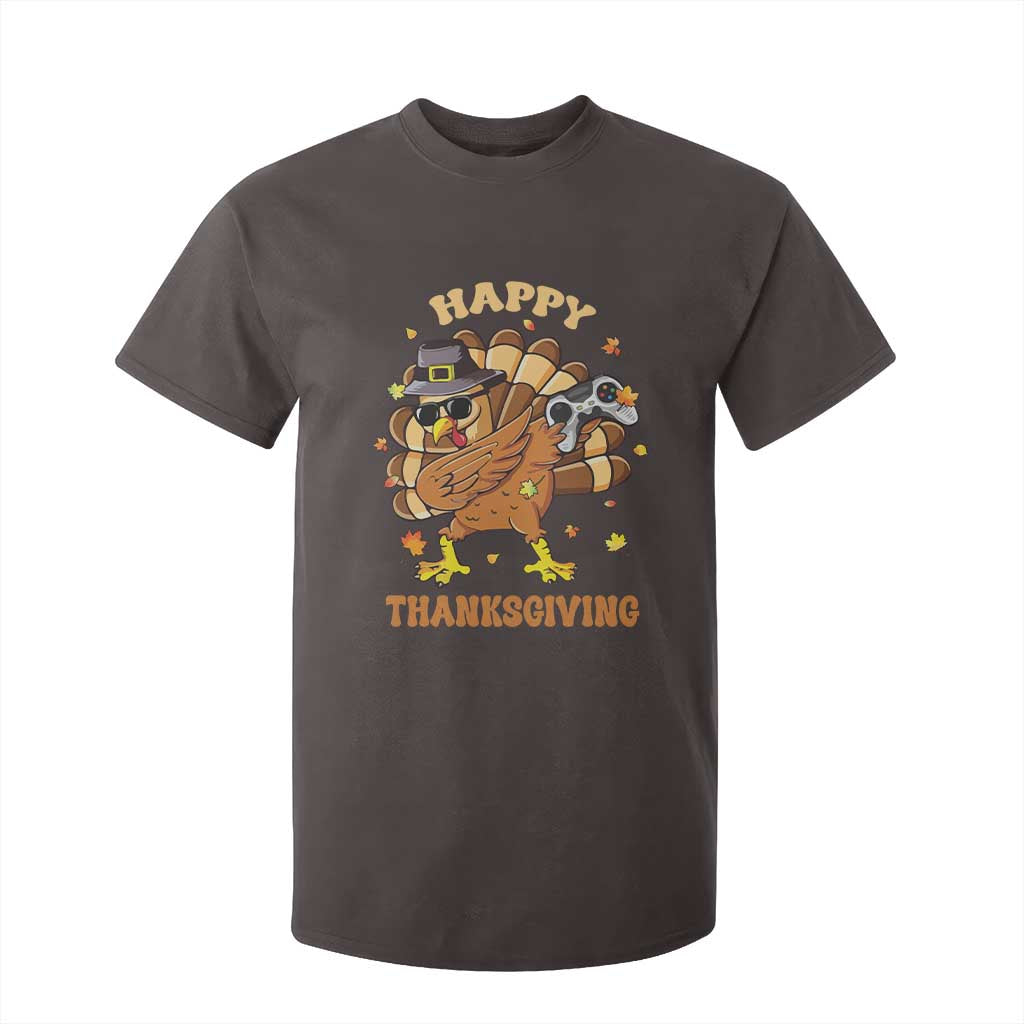 Funny Thanksgiving T Shirt For Kid Dabbing Gamer Turkey TS10 Dark Chocolate Print Your Wear