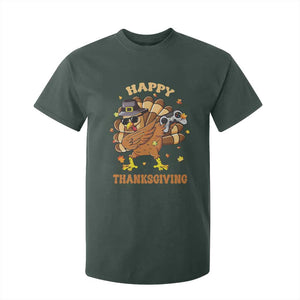Funny Thanksgiving T Shirt For Kid Dabbing Gamer Turkey TS10 Dark Forest Green Print Your Wear
