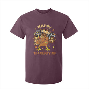 Funny Thanksgiving T Shirt For Kid Dabbing Gamer Turkey TS10 Maroon Print Your Wear