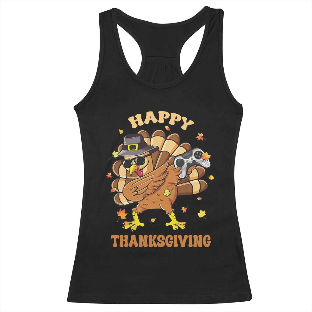 Funny Thanksgiving Racerback Tank Top Dabbing Gamer Turkey TS10 Black Print Your Wear