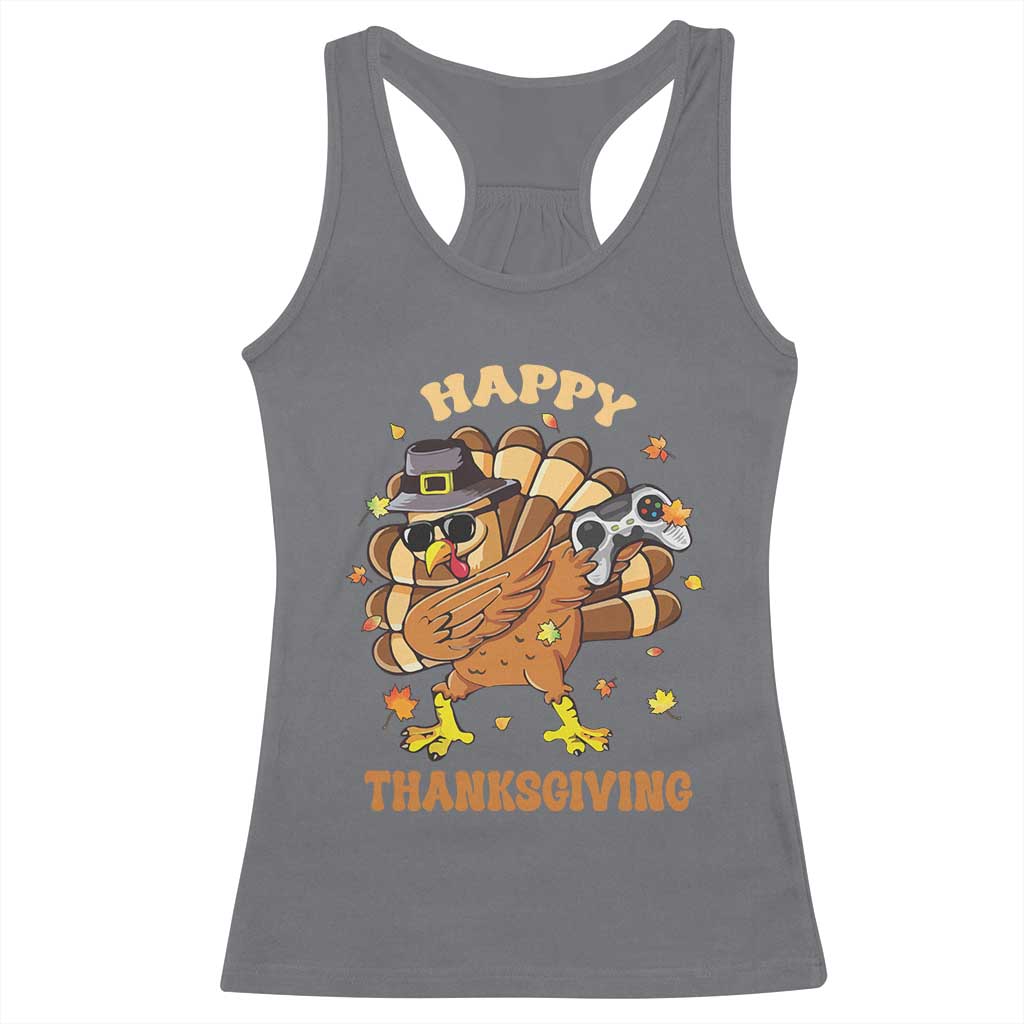 Funny Thanksgiving Racerback Tank Top Dabbing Gamer Turkey TS10 Charcoal Print Your Wear