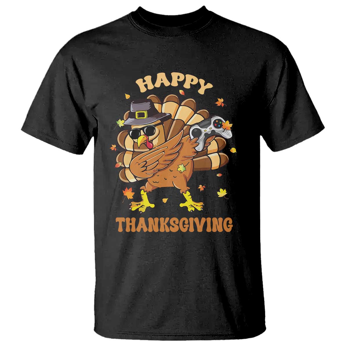 Funny Thanksgiving T Shirt Dabbing Gamer Turkey TS10 Black Print Your Wear