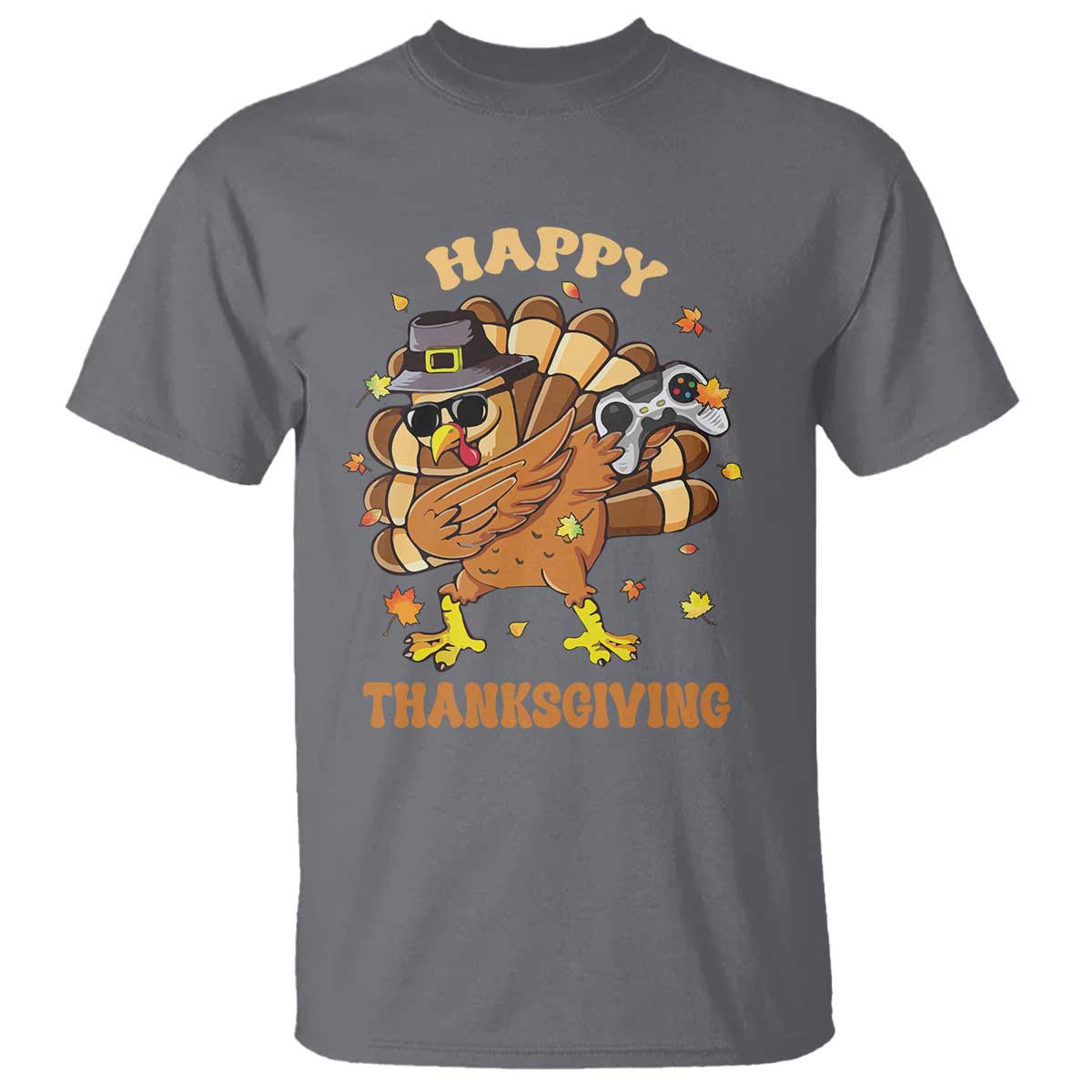Funny Thanksgiving T Shirt Dabbing Gamer Turkey TS10 Charcoal Print Your Wear