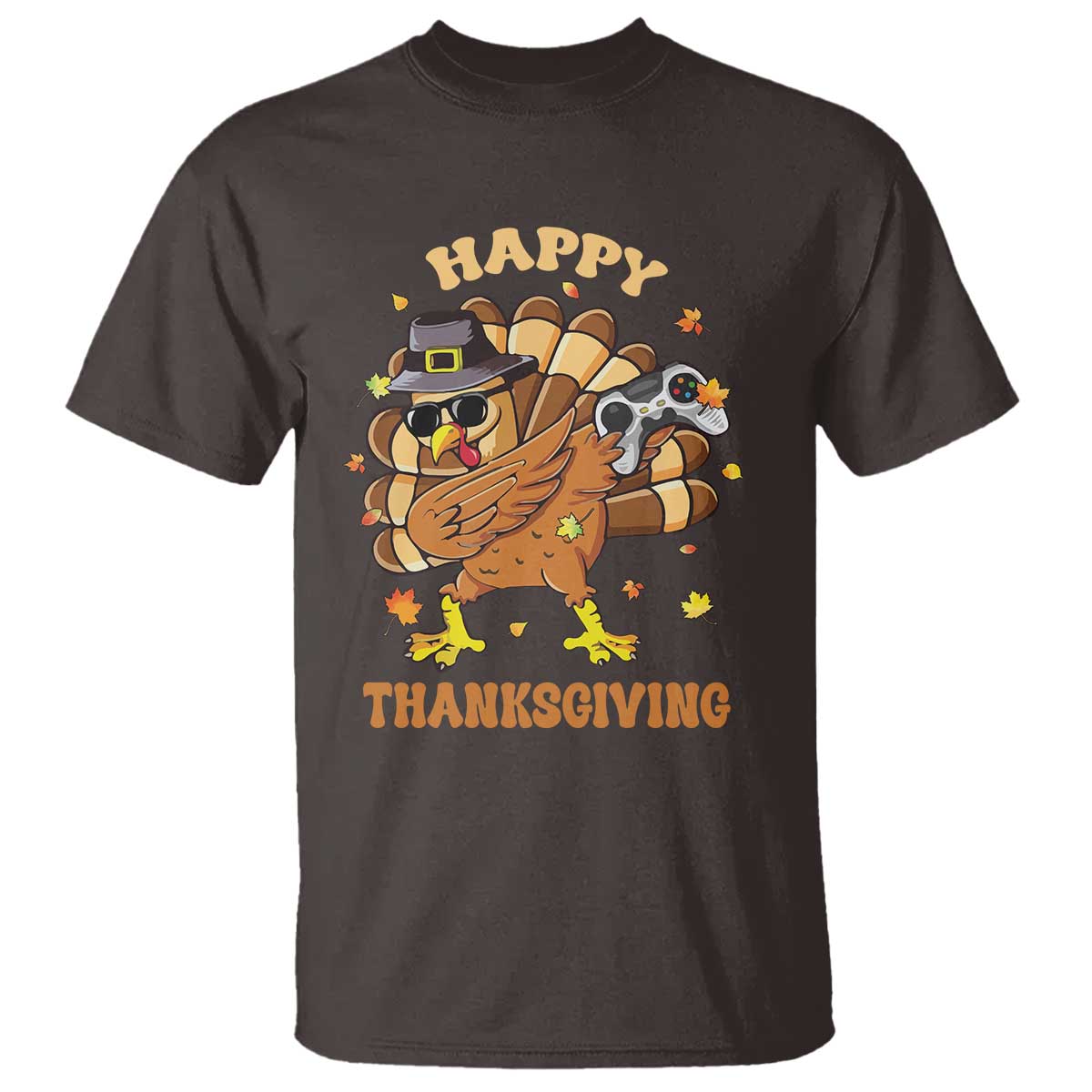 Funny Thanksgiving T Shirt Dabbing Gamer Turkey TS10 Dark Chocolate Print Your Wear