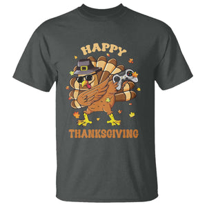 Funny Thanksgiving T Shirt Dabbing Gamer Turkey TS10 Dark Heather Print Your Wear
