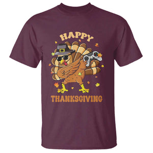 Funny Thanksgiving T Shirt Dabbing Gamer Turkey TS10 Maroon Print Your Wear