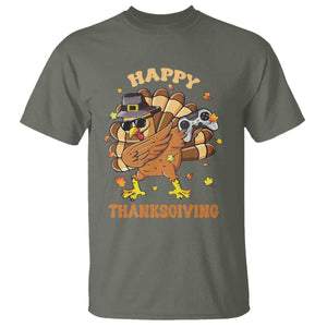 Funny Thanksgiving T Shirt Dabbing Gamer Turkey TS10 Military Green Print Your Wear