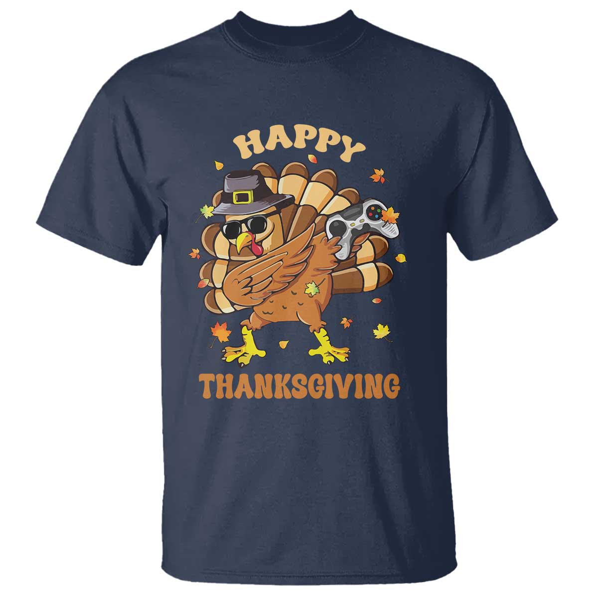 Funny Thanksgiving T Shirt Dabbing Gamer Turkey TS10 Navy Print Your Wear