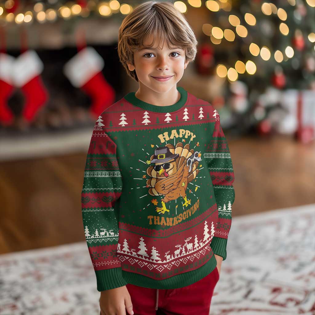 Funny Thanksgiving Knit Sweatshirt Dabbing Gamer Turkey TS10 Christmas Print Your Wear