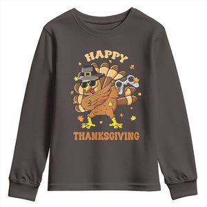 Funny Thanksgiving Youth Sweatshirt Dabbing Gamer Turkey TS10 Dark Chocolate Print Your Wear
