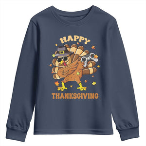 Funny Thanksgiving Youth Sweatshirt Dabbing Gamer Turkey TS10 Navy Print Your Wear