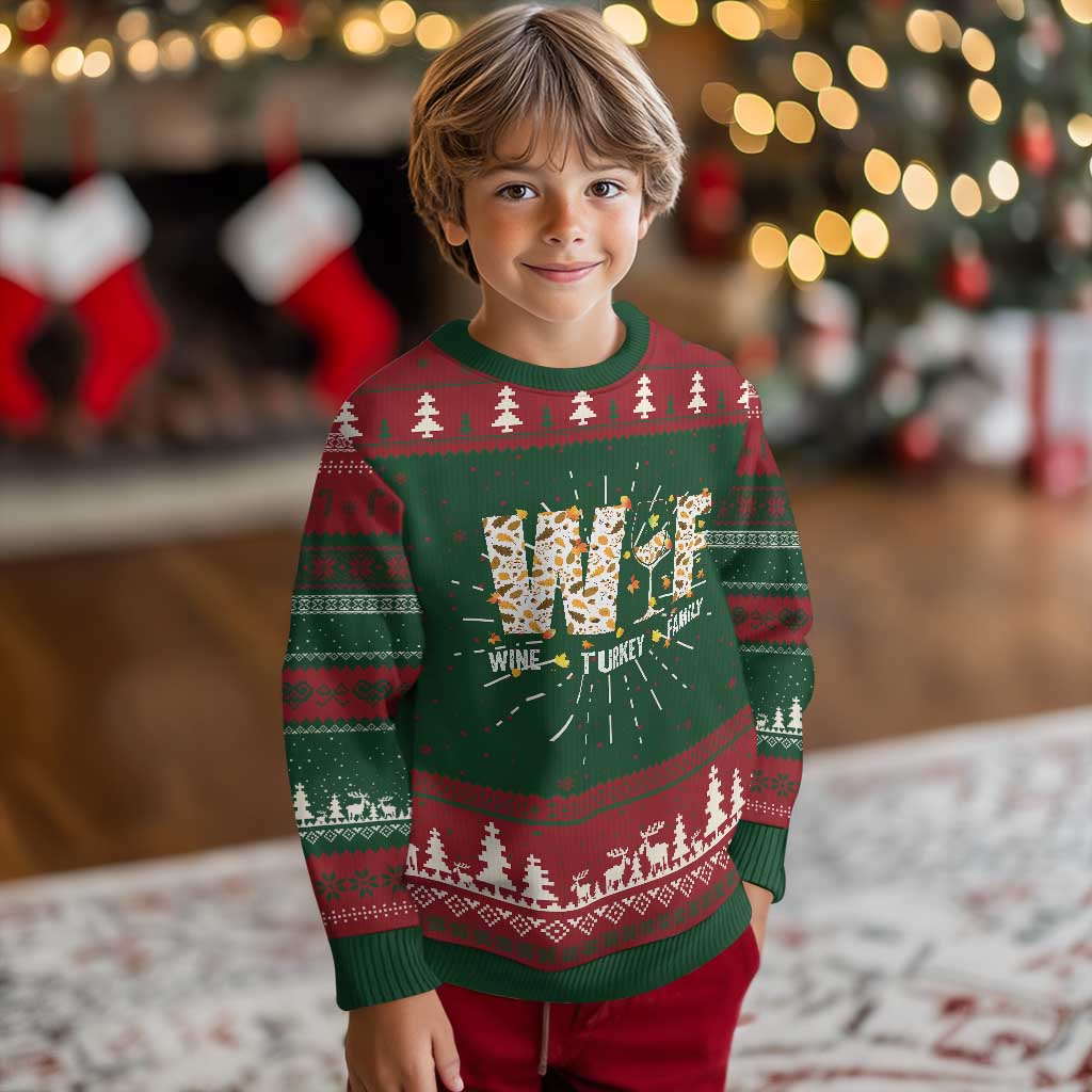 Funny Thanksgiving Knit Sweatshirt WTF Wine Turkey Family Family Dinner TS10 Christmas Print Your Wear